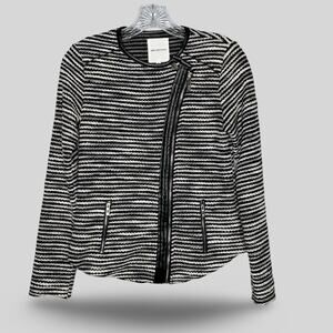 Avec Les Filles Metallic Knit Moto Jacket